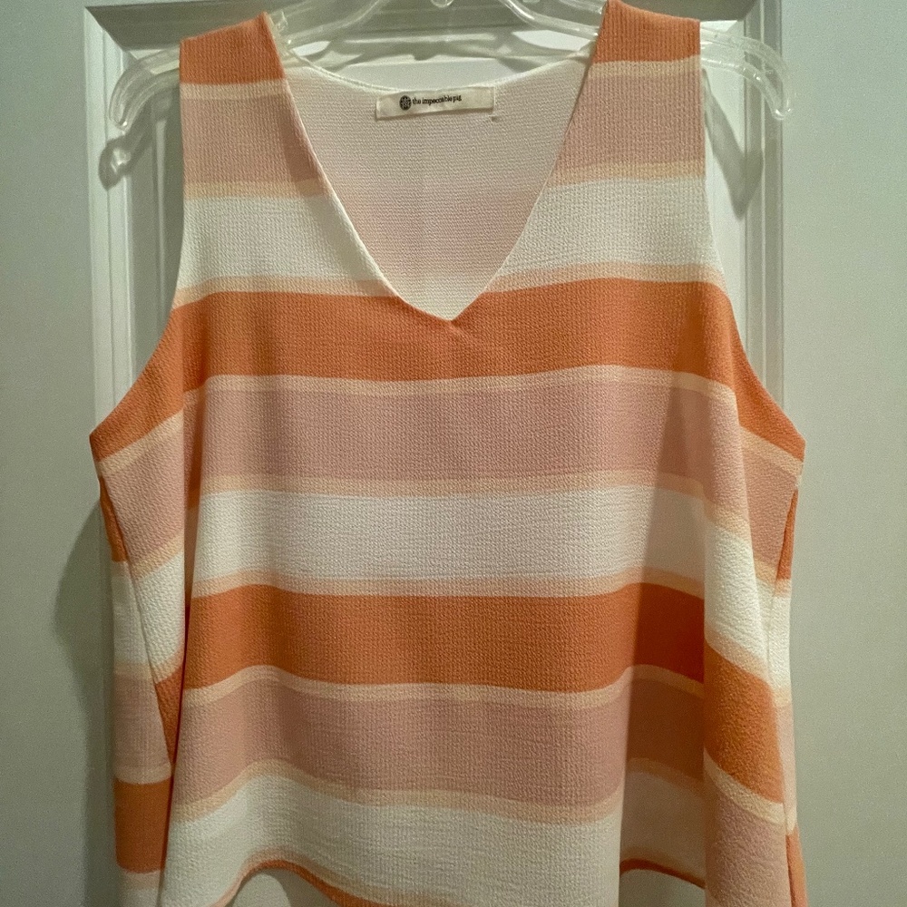 The Impeccable Pig Pink and peach striped top